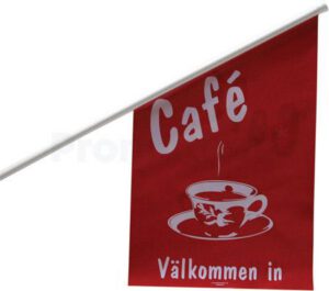Flagga Café 40x63cm röd/vit