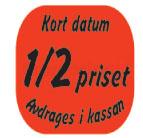 Etikett info Kort datum ½ priset