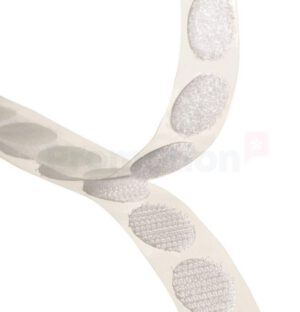 Premium självhäftande kardborrerondeller 22mm vit/hook