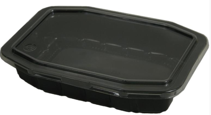 Mikroform Svart med lock 800ml PP (215x147x37)