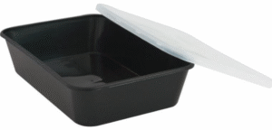 Mikroform Svart med lock 500ml PP