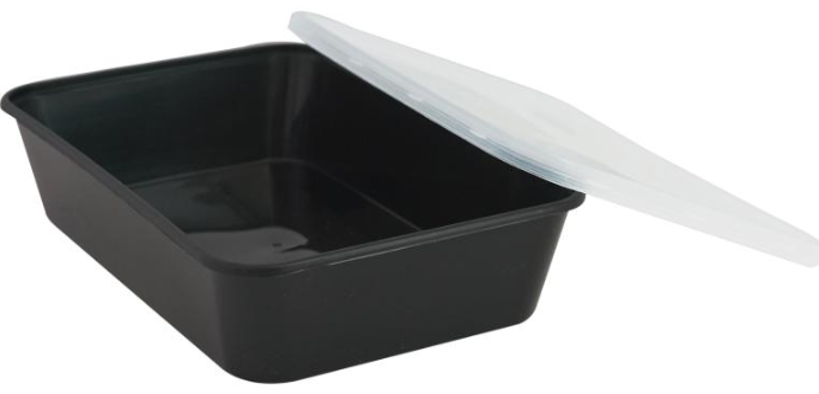Mikroform Svart med lock 500ml PP
